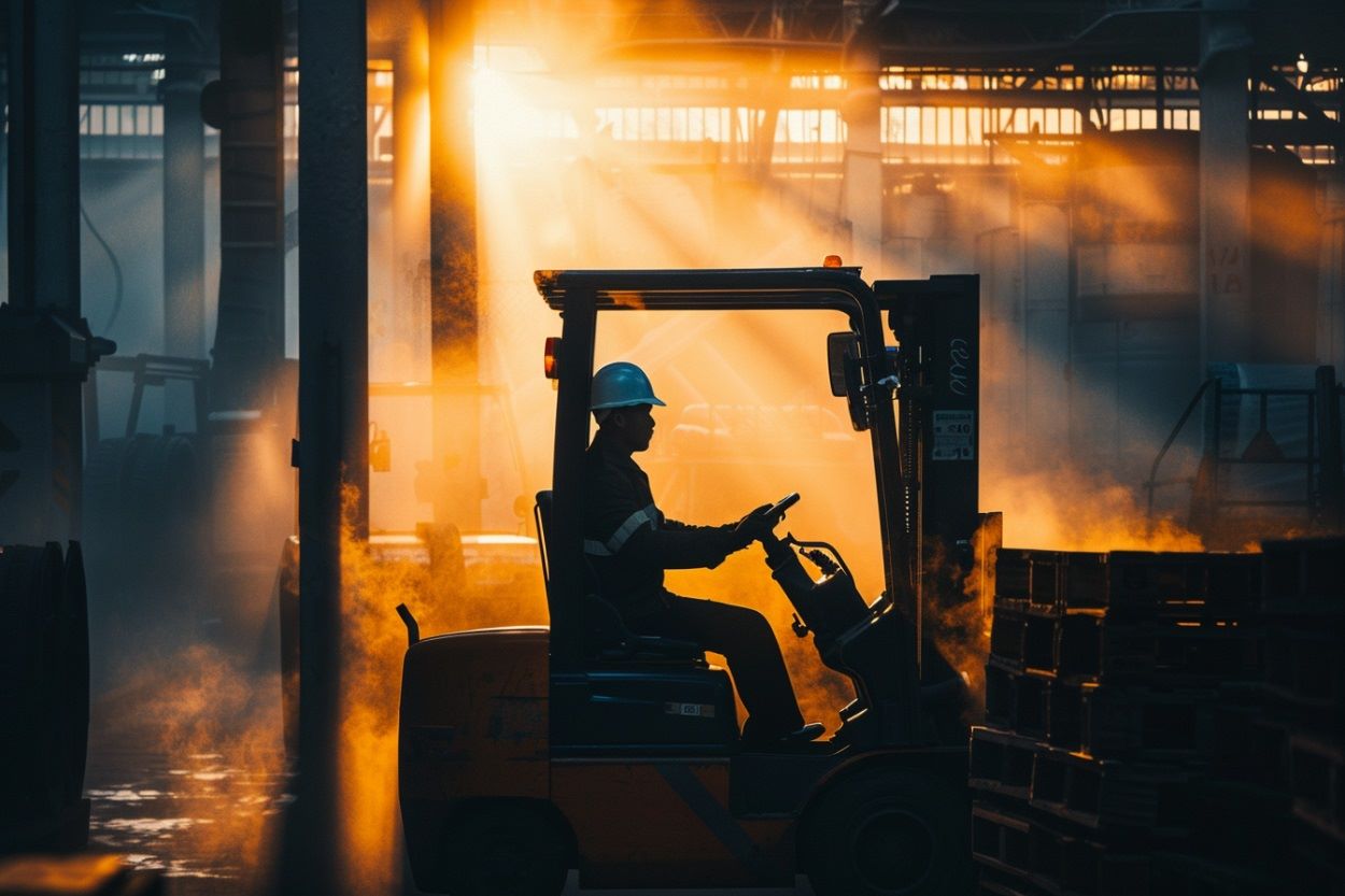 Werken tijdens een warme zomerdag heftrcukchaffeur